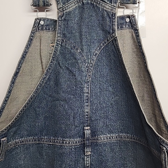 Cotton On Logan Blue Denim Overall Dress w/Front Slit Sz 12US Country Minimalist - Picture 10 of 13